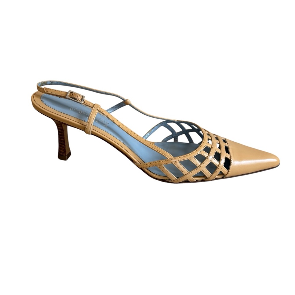LAMBERTSON TRUEX Natural “Nan” Cage Leather Slingback Heels - Picture 7 of 15